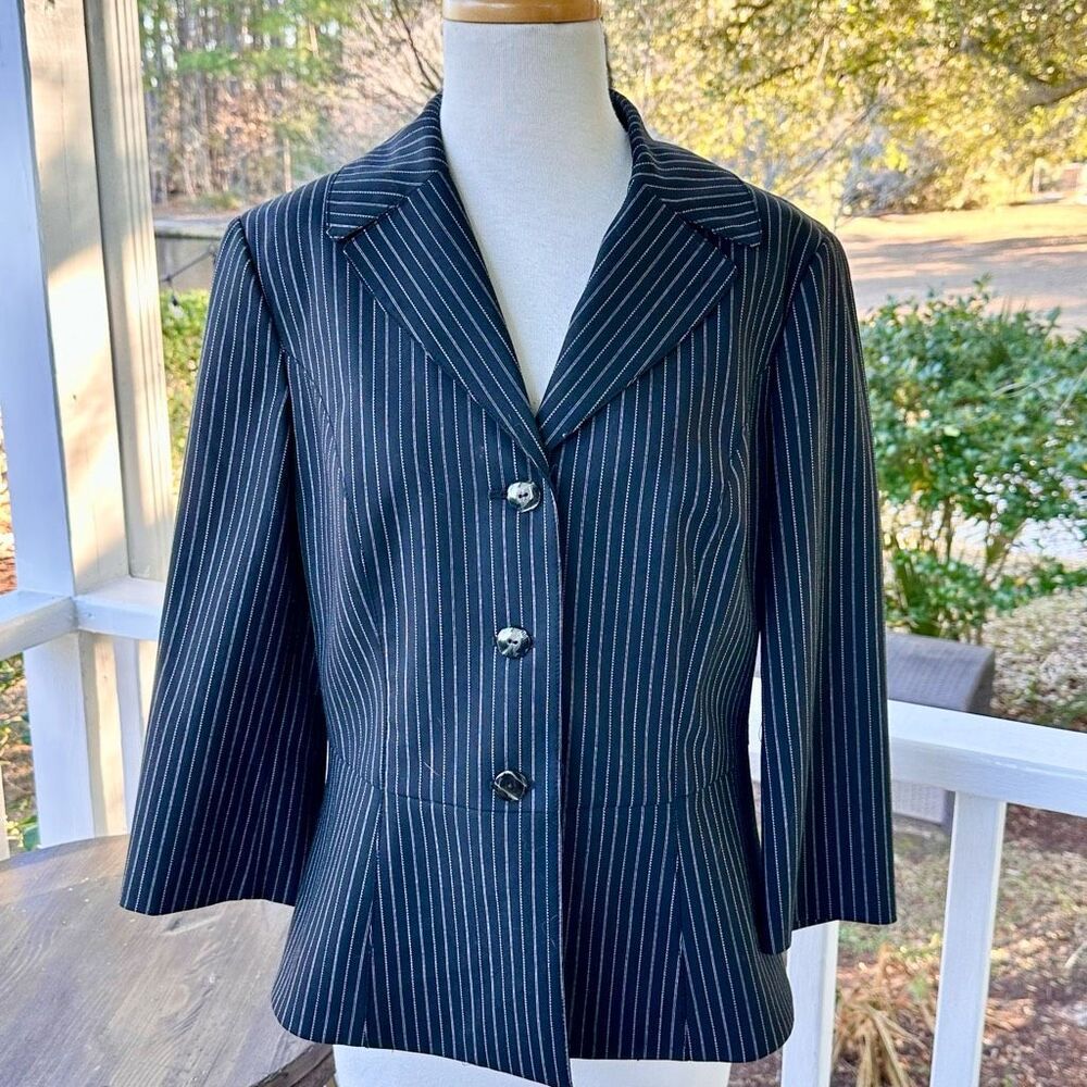 Worth Button Sleeve Pinstripe Blazer